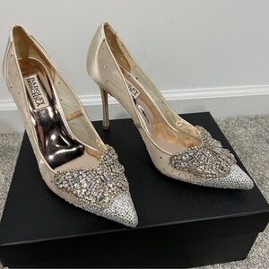 Badgley Mischka Gold Embellished Heels